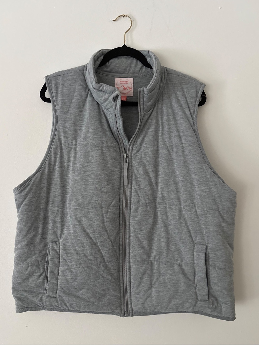 Outdoor Collection Womens Plus 2X Heather Gray Quilted Puffer Vest Full Zip